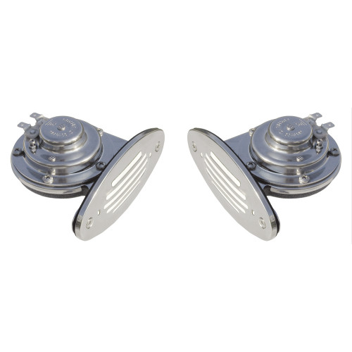 Schmitt Marine Mini Stainless Steel Dual Drop-In Horn w\/Stainless Steel Grills High  Low Pitch [10055]