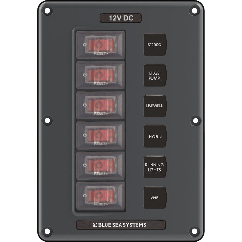 Blue Sea 4322 Circuit Breaker Switch Panel 6 Position - Gray [4322]