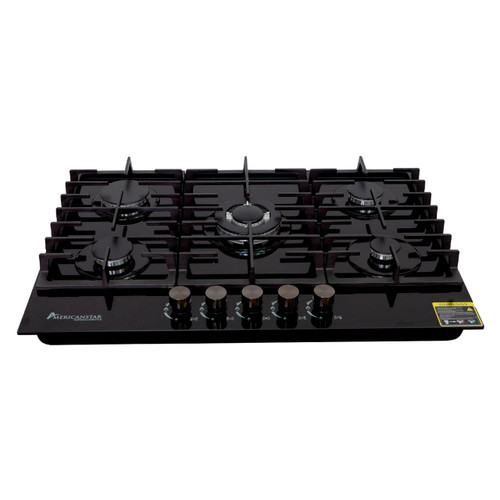Cocina Encimera a Gas, 5 Quemadores, Vidrio Templado, AG805G
