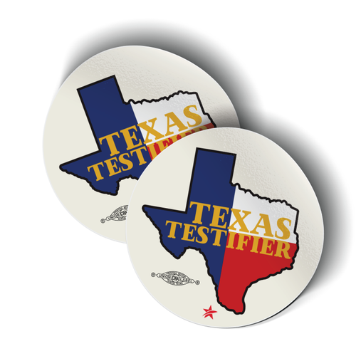 Texas Testifier - State (3" x 3" Vinyl Sticker -- Pack of Two!)