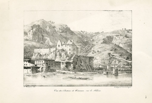 Antique Master Print-FRANCE-TOURNON-CASTLE-RHONE-EARLY LITHOGRAPH-Bourgeois-1818 - Main Image