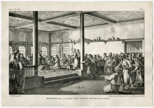 Antique Master Print-RECEPTION-HASSAN TCHAOUSCH OGLOU-AGA-CAIRO-Peetermans-1822 - Main Image