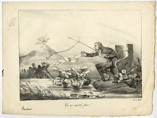 Rare Antique Master Print-GENRE-SATIRE-FISHING-FROG-Noelas-ca. 1860 -  Laurentius Old Master Prints