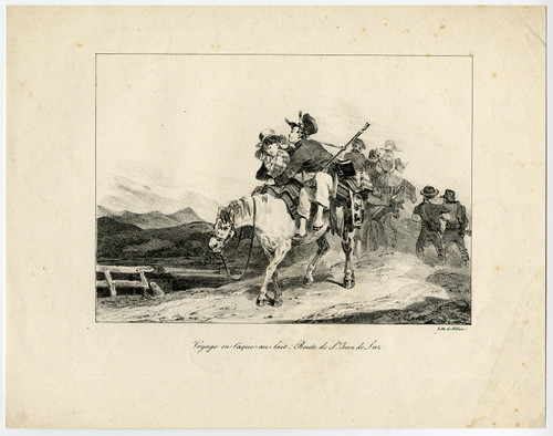 Antique Master Print-GENRE-SOLDIER AND LOVE TRAVELLING.-Le Blanc-ca. 1825 - Main Image