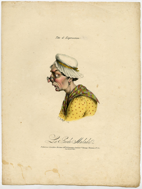Rare Antique Master Print-SATIRE-THE WOMAN AVOIDING BECOMING SICK-Chap-ca. 1830 - Main Image