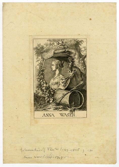 Antique Master Print-PORTRAIT-ANNA WASER-PAINTER-SWITSERLAND-Fussli-1770 - Main Image