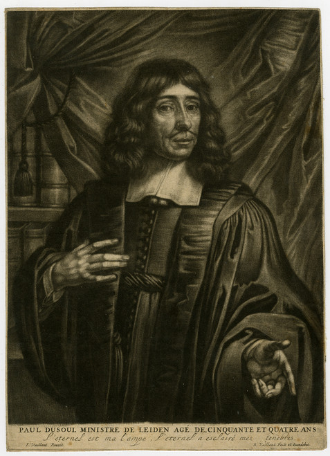 Antique Master Print-PORTRAIT-PAUL DUSOUL-PREACHER-LEIDEN-Vaillant-ca. 1660 - Main Image