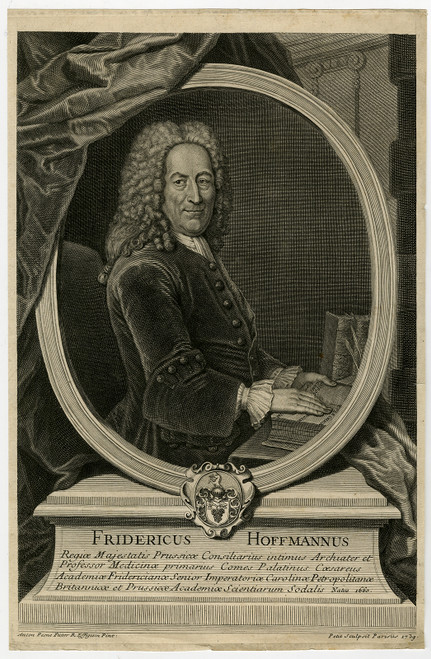 Antique Master Print-PORTRAIT-FRIEDRICH HOFFMANN-PHYSICIAN-Pesne-Petit-1739 - Main Image