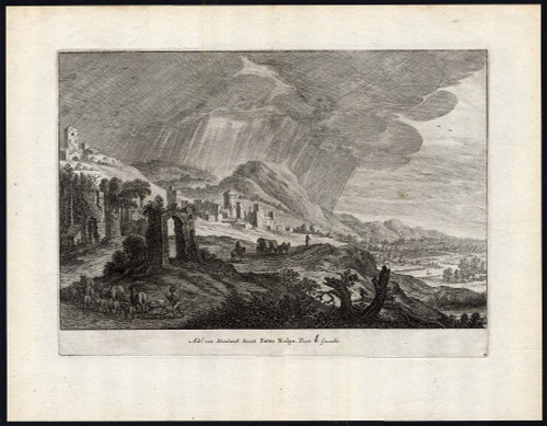 Antique Master Print-LANDSCAPE-RUIN-CATTLE-RUIN-pl.2-Pieter Nolpe-Nieulandt-1629 - Main Image