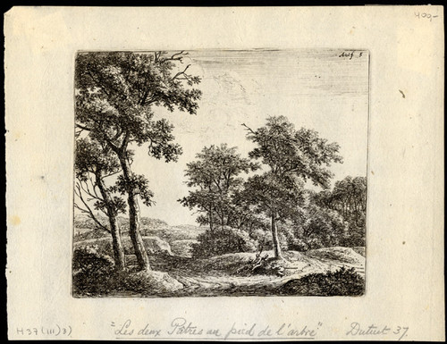 Antique Master Print-LANDSCAPE-MEN RESTING UNDER TREE-H.37 III (3)-Waterloo-1670 - Main Image