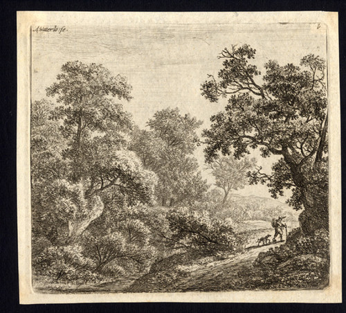 Antique Master Print-LANDSCAPE-MAN WITH BUCKET AND DOG-H.60 II (3)-Waterloo-1660 - Main Image