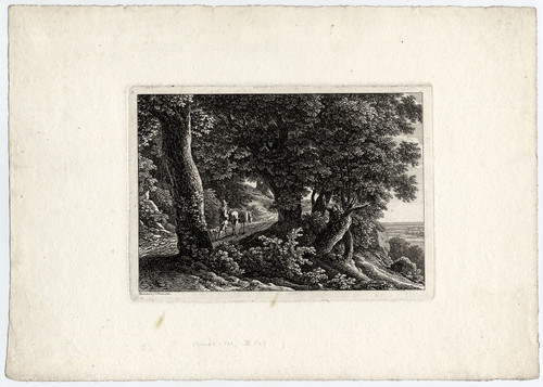 Antique Master Print-LANDSCAPE-TREE-DONKEY-Reinhart-1805 - Main Image