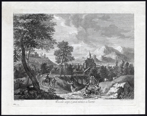 Antique Master Print-LANDSCAPE-SERPENT-SNAKE HUNT-Wagner-Ricci-ca. 1790 - Main Image