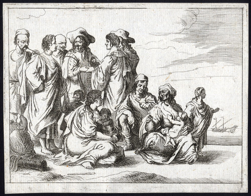 Rare Antique Master Print-SHIP-SAILOR-CHILDREN-Schaep-De Wael-ca. 1649 - Main Image