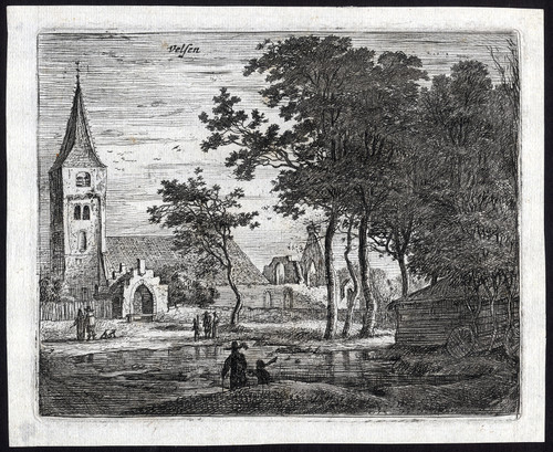 Antique Master Print-LANDSCAPE NEAR VELSEN-Roghman-ca. 1650 - Main Image