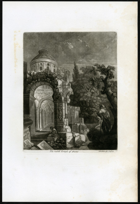Antique Master Print-LANDSCAPE-RUIN-TEMPLE DIANA-Robinson-ca. 1680 - Main Image