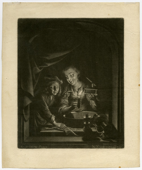 Master Print-GENRE-NIGHT SCENE-MOUSETRAP-MUISVALLETJE-Verkolje-Dou-ca. 1720 - Main Image
