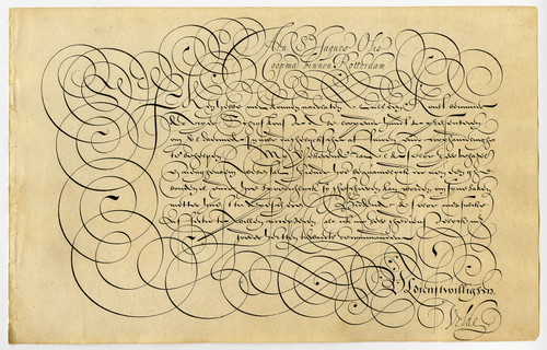 Master Print-JACQUES OLIS-CALLIGRAPHY-SONNET-DUTCH-Frisius-Van de Velde I-1605 - Main Image