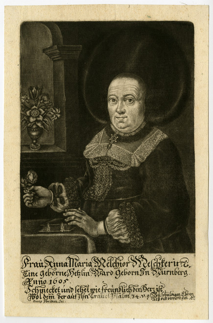 Antique Master Print-ANNA MARIA MELCHIOR WESCHTERIN-VASE-Fennitzer-ca. 1670 - Main Image