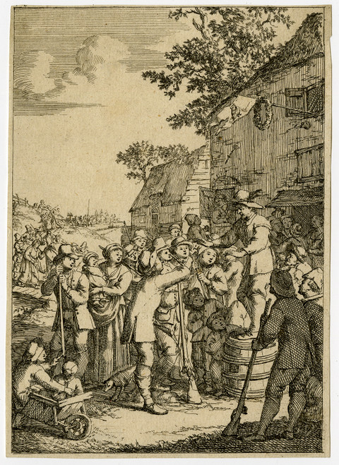 Rare Antique Master Print-GENRE-MAN SPEECHING-Greenwood-1733 - Main Image