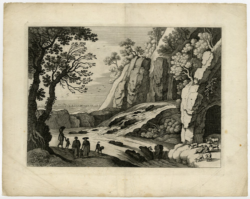 Antique Master Print-LANDSCAPE-CASCADE-RIVER-Nieulandt-Brill-Perelle-ca. 1660 - Main Image