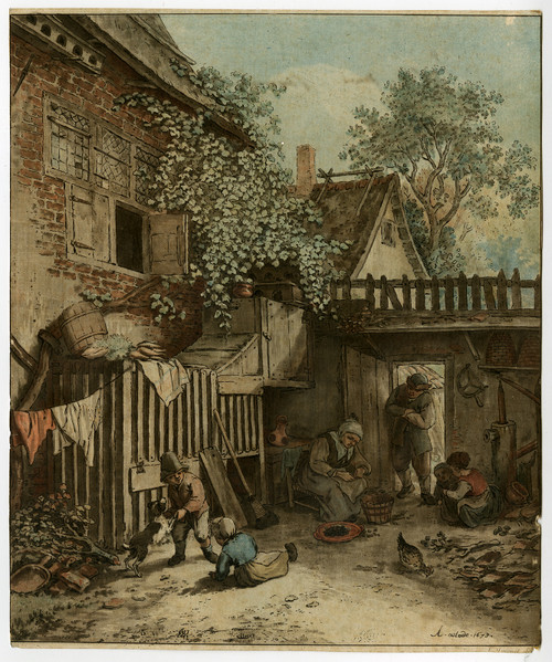 Rare Antique Master Print-GENRE-BARAQUE RUSTIQUE-Ostade-Janinet-1778-1779 - Main Image
