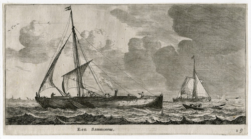 Antique Master Print-SEASCAPE-SAMMOREUS-FREIGHT SHIP-Zeeman-ca. 1660 - Main Image