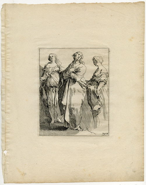 Antique Master Print-THREE WOMEN FIGURE STUDY-Bloemaert-ca. 1651 - Main Image