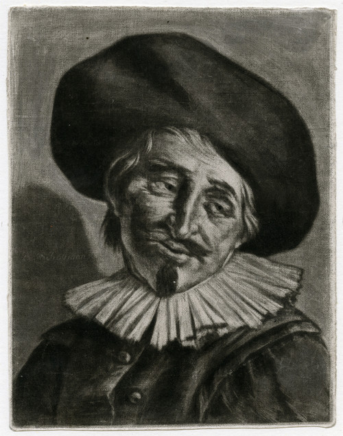 Rare Antique Master Print-MAN WITH HAT AND COLLAR.-Hals-Schouman-ca. 1770 - Main Image