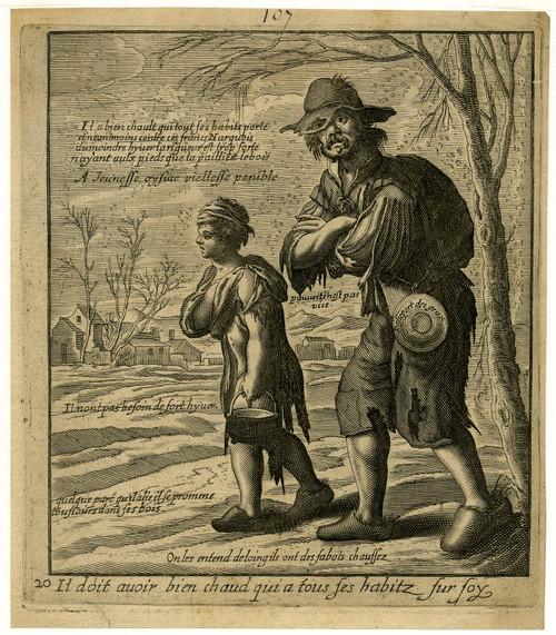 Antique Master Print-SATIRE-POVERTY-BEGGARS-WINTER-Lagniet-1657-1663 - Main Image