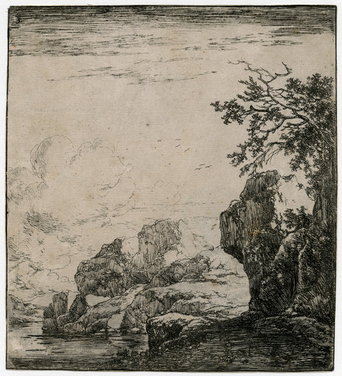 Antique Master Print-LANDSCAPE-PATH-ROCKS-STREAM-Naywinx-ca. 1640 - Main Image