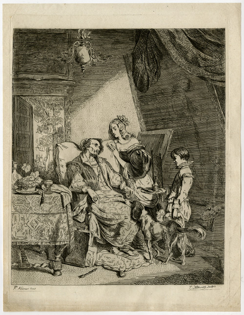 Antique Master Print-GENRE-DEATH-ANTHONY VAN DYCK-PAINTER-Kremers-Noterman-ca. 1 - Main Image