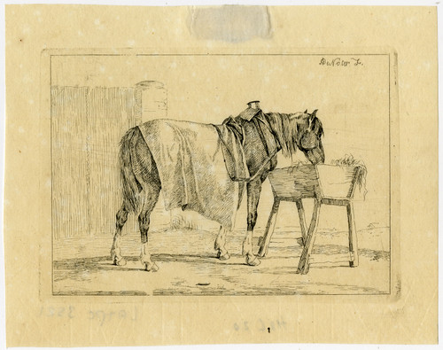 Antique Master Print-ANIMAL-HORSE-STABLE-TROUGH-De Noter-ca. 1820 - Main Image