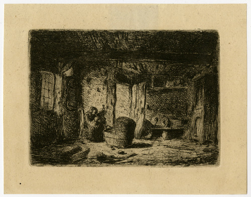 Antique Master Print-GENRE-INTERIOR-MOTHER-CHILD-Venneman-ca. 1840 - Main Image
