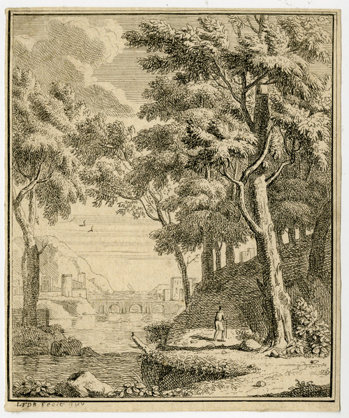 Rare Antique Master Print-LANDSCAPE-ARCADIAN-Dubourg-ca. 1730 - Main Image