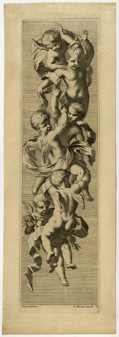 Antique Master Print-ORNAMENT-CHERUB-FRUIT-Testelin-Elle-ca. 1650 - Main Image