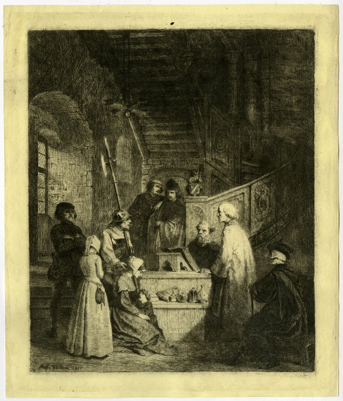 Antique Master Print-GENRE-COURTROOM-VIERSCHAERE-Dillens -Dillens-1851 - Main Image