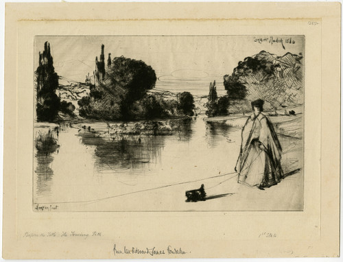 Antique Master Print-LANDSCAPE-PARK-GARDEN-HAMPTON COURT-Haden-1864 - Main Image