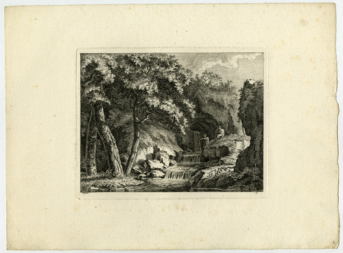 Antique Master Print-LANDSCAPE-SPRING-WATERFALL-PL. 5-Gessner-ca. 1767 - Main Image