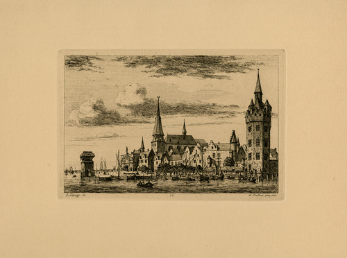 Antique Master Print-CITYSCAPE-ARCHITECTURE-ANTWERP-QUAI-Linnig-1868 - Main Image