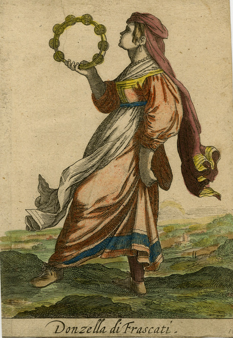 Rare Antique Master Print-GENRE-FASHION-A FRASCATI REGION GIRL-Lastman-1608-1617 - Main Image