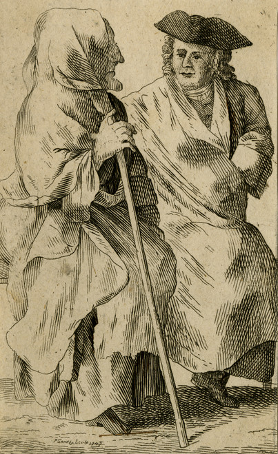 Antique Master Print-Depiction of an elderly couple-Sandby-1747 - Main Image Antique Master Print-Depiction of an elderly couple-Sandby-1747 - Main Image