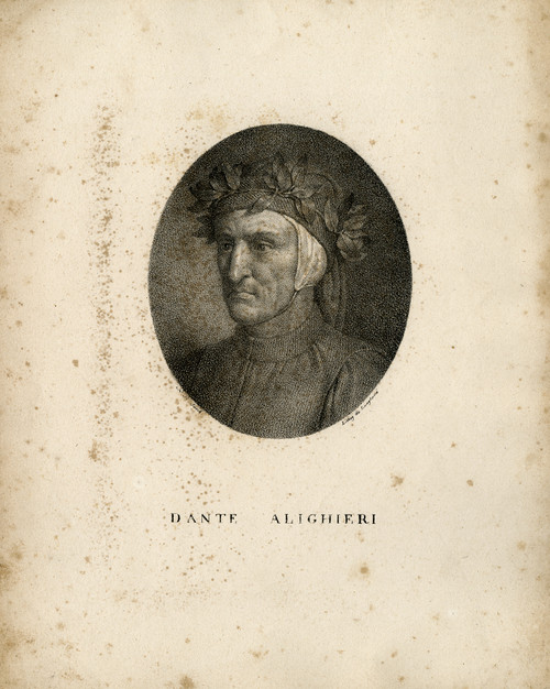Antique Master Print-Portrait of the poet Dante Alighieri-Jacob-1820 - Main Image Antique Master Print-Portrait of the poet Dante Alighieri-Jacob-1820 - Main Image
