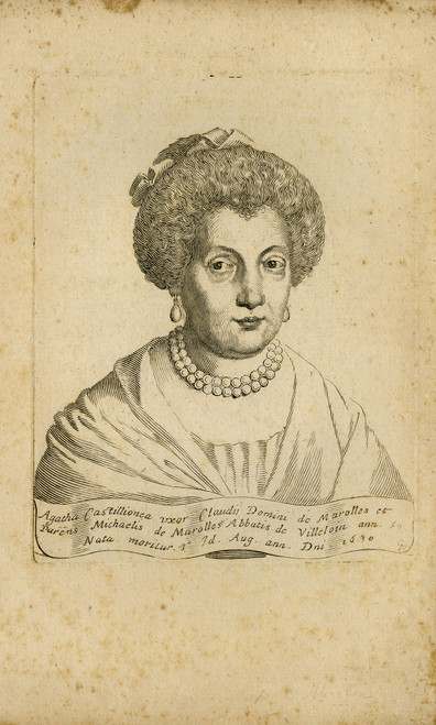 Antique Master Print-Portrait of Agatha de Chatillon-Mellan-1630 - Main Image Antique Master Print-Portrait of Agatha de Chatillon-Mellan-1630 - Main Image
