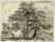 Antique Master Print-LANDSCAPE-LARGE TREES-TOWN-SHED-Sandby-ca. 1760 - Main Image