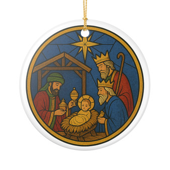 Christmas Nativity Ceramic Ornament, Holiday Decoration, Religious Gift, Tree Ornament, Unique Keepsake Christmas Nativity Ceramic Ornament, Holiday Decoration, Religious Gift, Tree Ornament, Unique Keepsake