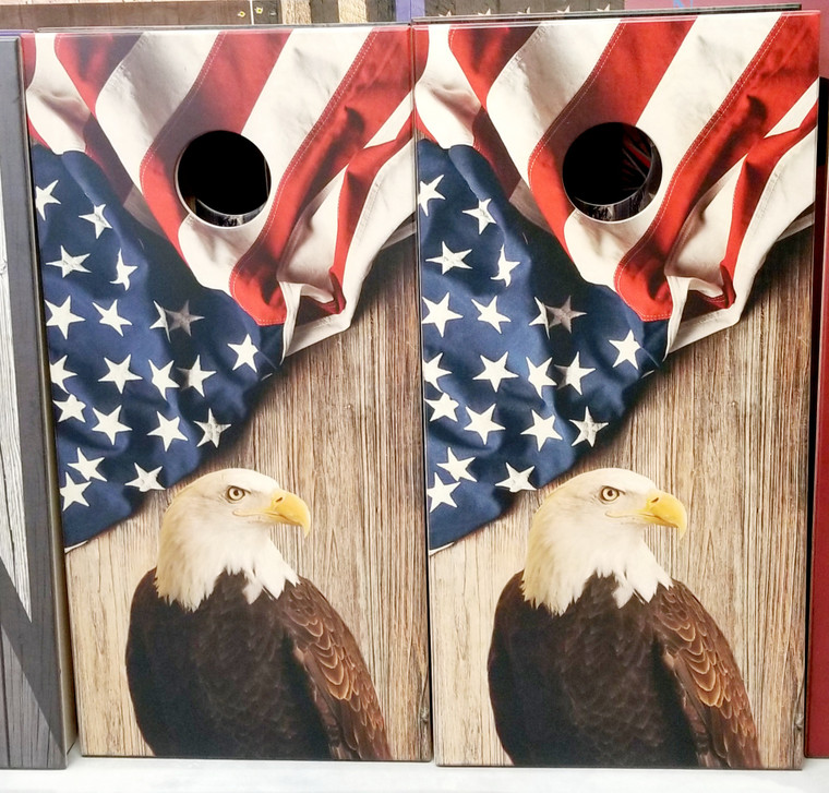 Flag #1 Eagle - Pro Regulation Size Cornhole boards - Marine Grade -