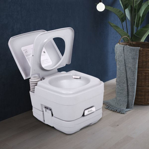 Lightweight Portable Toilet, 2.6 Gallon Flushable Camping Toilet, Sanitary Outdoor Travel Toilet for Tents Boats Semi Trucks RV Campers, Gray XH 