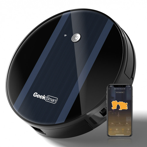 Geek Smart Robot Vacuum Cleaner G6;  Ultra-Thin;  1800Pa Strong Suction;  Automatic Self-Charging;  App Control;  Custom Cleaning;  Great for Hard Floors to Carpets