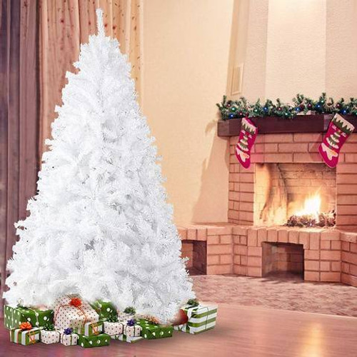 7 Ft High Christmas Tree 1000 Tips Decorate Pine Tree With Metal Legs White;  With Decorations